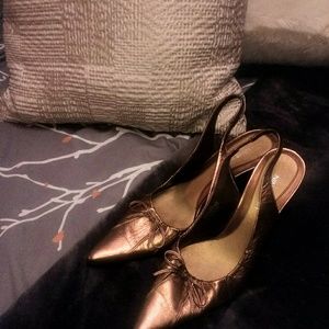 Copper pointed toe sling backs